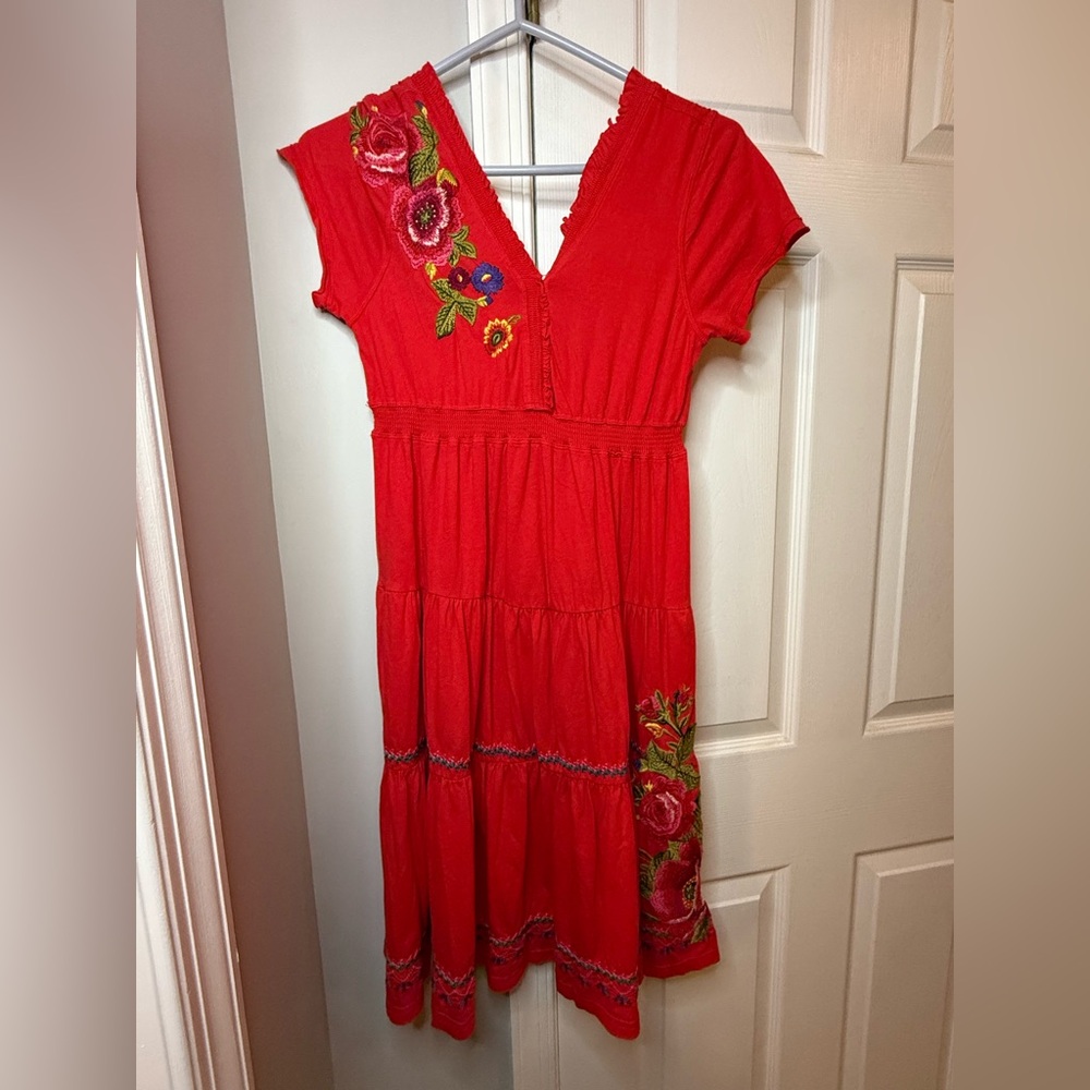Johnny Was Dress in Red